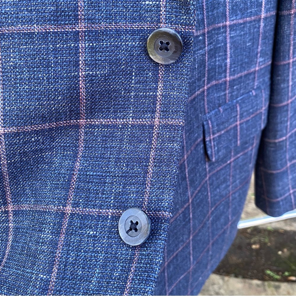 Maus & Hoffman all season blazer sport coat jacket blue plaid - Picture 3 of 8